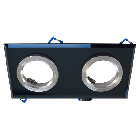 Oczko sufitowe szklane KWADRATOWE 2xGU10 Kolor: CZARNY (EKOS926) - Eko-Light