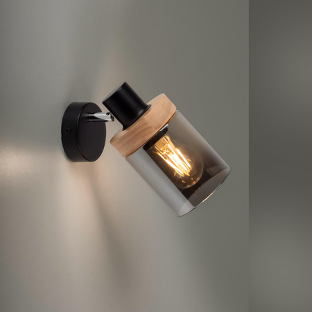 PASQUAL LAMPA SUFITOWA/KINKIET CZARNY/DREWNO (11311-18) - Paul Neuhaus