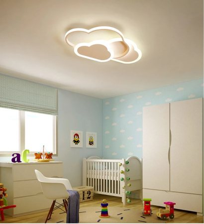 LAMPA DZIECIĘCA LED SUFIT BIAŁE CHMURKI 58W + PILOT DL-I03 - DomenoLED