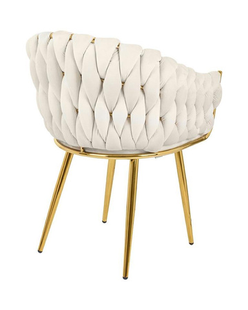 Krzesło TRESSE beżowe - welur, podstawa złota (KH150110019) - King Home