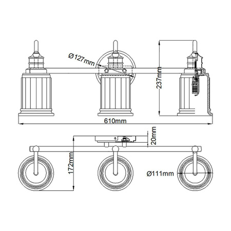 Kinkiet Swell (QZ-SWELL3-BB-BATH) - Elstead Lighting