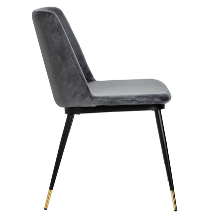 Krzesło DIEGO ciemny szary - welur, podstawa czarno złota (KH1201100122.DKGREY) - King Home