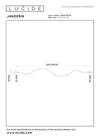 Lampa wisząca na pilota z przełącznikiem CCT JANDERIN (24105/36/05) - Lucide