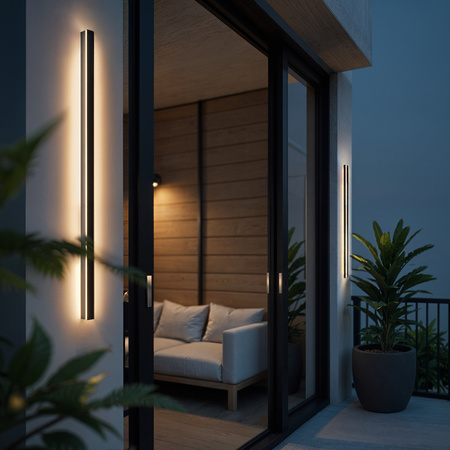 Zewnętrzny Kinkiet Elewacyjny LED 100cm UNO-BH-018 18W 4000K Czarny IP54 - DomenoLED