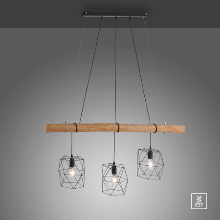 EDGAR LAMPA WISZĄCA CZARNY/DREWNO (15503-18) - Paul Neuhaus