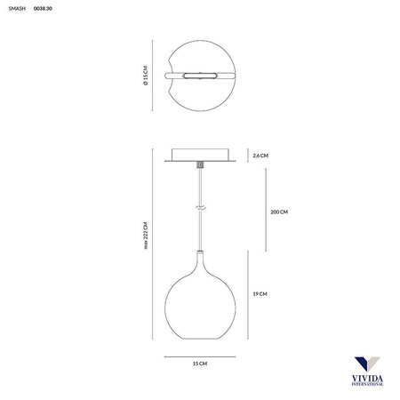 Lampa Wisząca SMASH 1 (0038.30) - Vivida