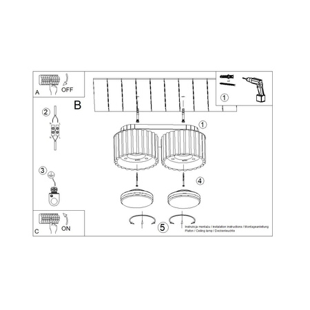 Plafon AURA 2 czarny Gx53 (SL.1788) - Sollux Lighting
