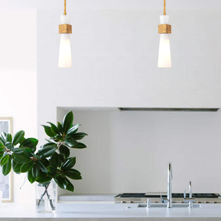 Mała lampa wisząca nad wyspą kuchenną Kristy Przecierane złoto (KRISTY-MP-DG-OPAL) - Elstead Lighting