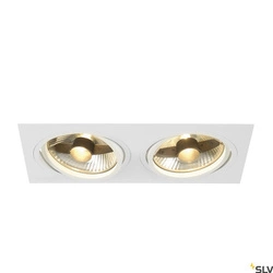 NEW TRIA 2, lampa wpuszczana, dwupunktowa, QPAR111, prostokątna, biała matowa, maks. 150W, ze sprężynami zaciskowymi (113841) - SLV