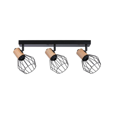 Lampa sufitowaLanka max. 3x20W E14 230V  czarny/drewno (PL66768) - PAULMANN