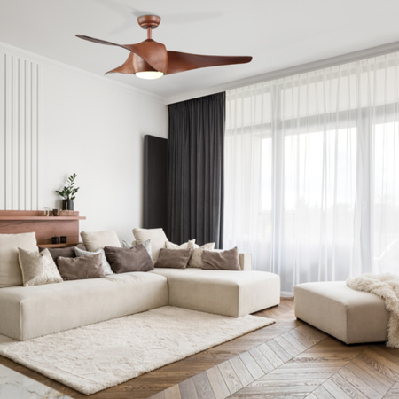 FAN CEILING  40W  WOOD GRAIN BLADES WITH 15W LIGHT 3000K-4000K-6000K SWITCH REMOTE CONTROL (20256 Zambelis) - Zambelis