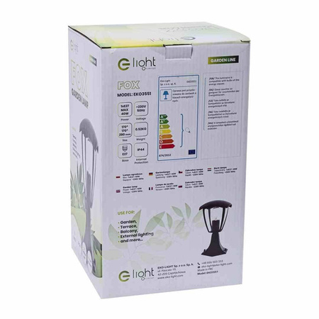 Lampa ogrodowa stojąca FOX BLACK 1xE27 Mała (EKO3551) - Eko-Light