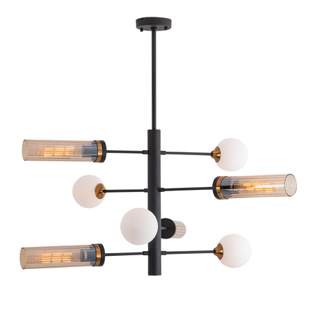 PENDANT LIGHT 4XG9& 4XE27 OPAL GLASS BLACK - ANTIQUE BRASS (22055 Zambelis) - Zambelis