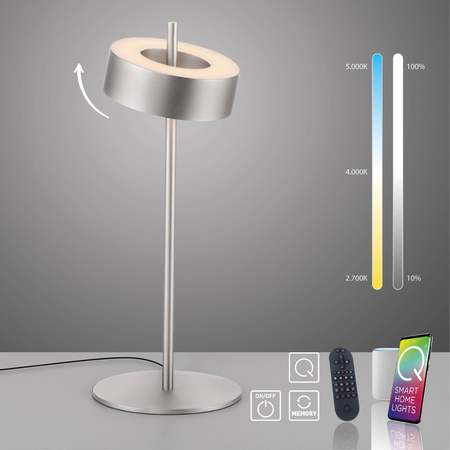 Lampa stołowa ściemnialna, sterowana Smart Q-ROTATE ALUMINIUM (4324-95) - Paul Neuhaus