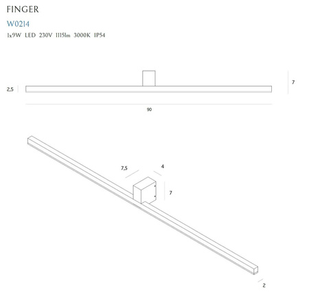 Kinkiet FINGER 90 cm IP54 (W0214) - Maxlight