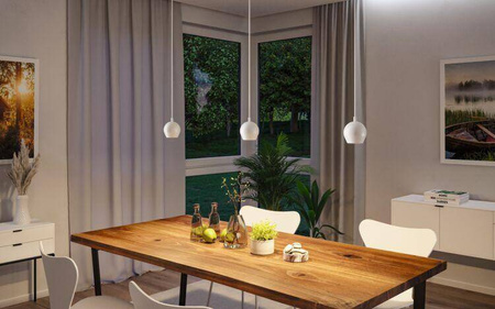 Biała lampa wisząca nad wyspą w kuchni  (PL76993) - PAULMANN