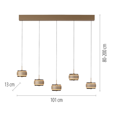 Lampa na pilota, z regulacją światła i wysokości PURE FALLING RINGS BRĄZOWY/CHROM (2504-97) - Paul Neuhaus