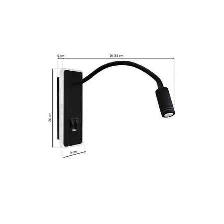 Lampka nocna BASE 8W+2W BLACK (ML63500) - Milagro