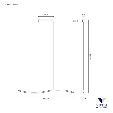 Lampa Wisząca LIL WAVE Kol. Czarny 3000K (0040.31) - Vivida