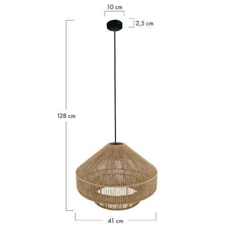 Lampa wisząca Boho jutowa 41x41x128cm (104666) - DIJK