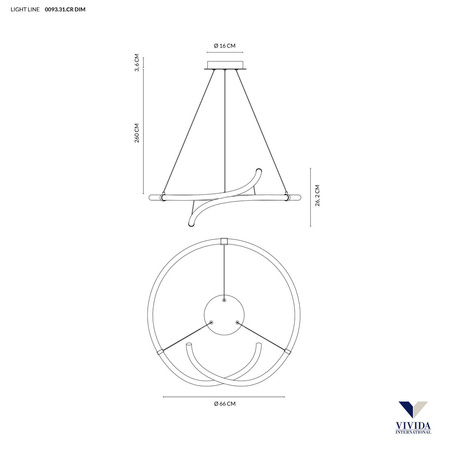 Lampa wisząca LIGHT LINE 66 (0093.31.CR DIM) - Vivida