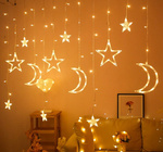 KURTYNA ŚWIETLNA LED KSIĘŻYCE Lampki Świąteczne Choinkowe Girlanda 136 LED Barwa 3000K - Syntron
