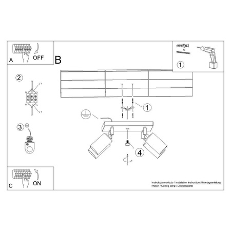 Plafon WINX 4 czarny/miedź (SL.1378) - Sollux Lighting