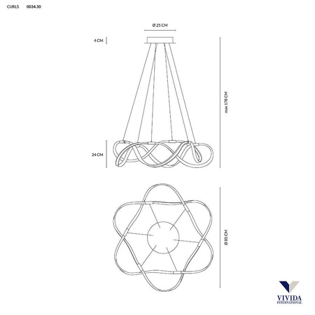 Lampa Wisząca CURLS Kol. Biały 4000K (0034.30 DIM N) - Vivida
