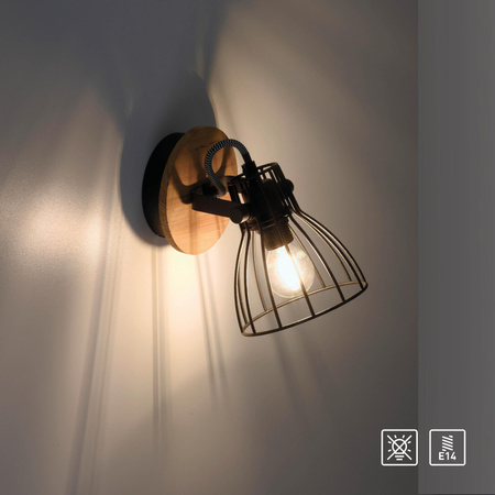 TARO LAMPA SUFITOWA/KINKIET CZARNY/DREWNO (15117-18) - Paul Neuhaus