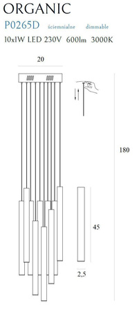 Lampa wisząca ORGANIC złoto szczotkowane (P0524D) - MAXLIGHT