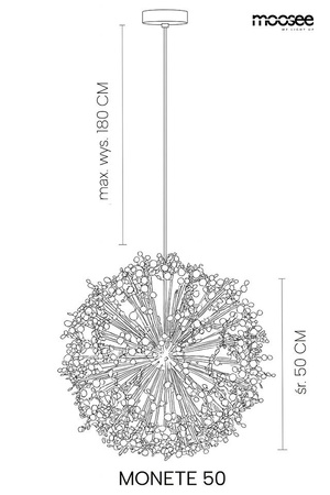 Efektowna biżuteryjna lampa wisząca MONETE 50 złota (MSE1501100579) - Moosee