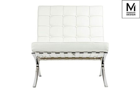 MODESTO fotel BARCELON biały - ekoskóra,  stal polerowana (KH1501100290) - Modesto Design