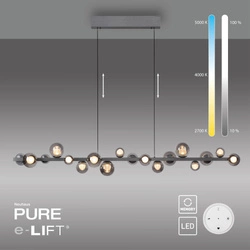 Lampa wisząca z płynną regulacją wysokości PURE E-POPUP 180cm SZARA (2558-15) - Paul Neuhaus