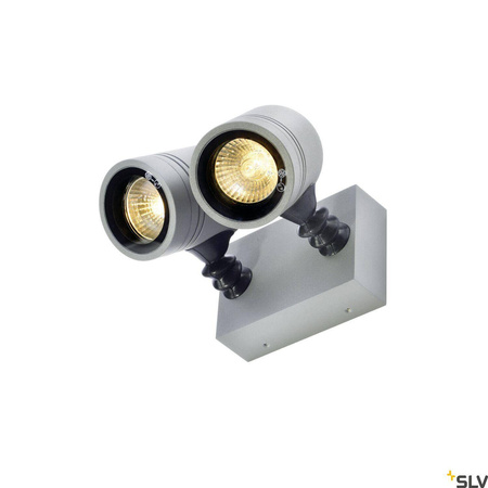 MYRA WALL, lampa ścienna i sufitowa outdoor, dwupunktowa, QPAR51, IP55, srebrnoszara, maks.100W (233094) - SLV