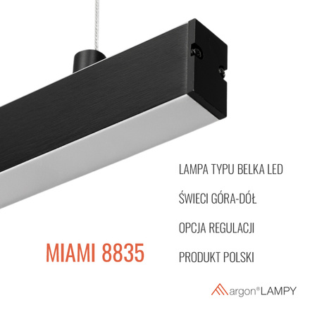 Lampa wisząca led pojedyczna, świecącą góra-dół MIAMI (8835) - Argon