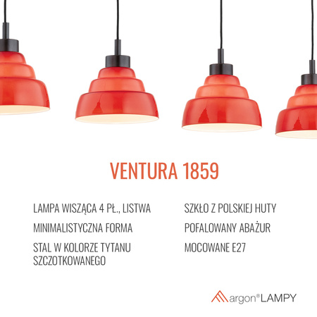 Lampa wisząca na listwie VENTURA (1859) - Argon