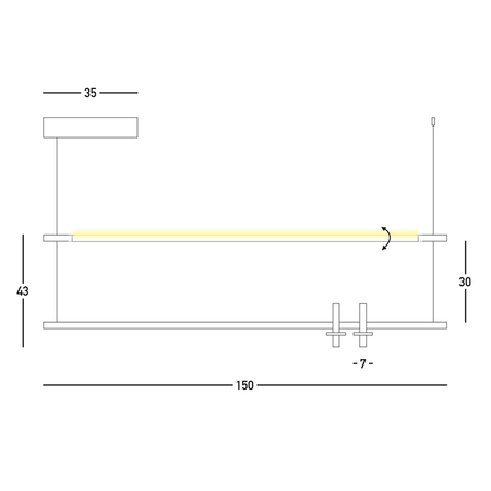 PENDANT LED LIGHT 2X7W + 20W 3000K MARBLE BLACK (23251 Zambelis) - Zambelis