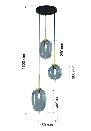 BELLEVILLE - Lampa wisząca trójka (5007-302) - Aviano Lighting