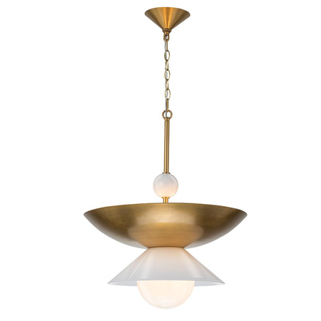 Duża lampa wisząca Saucer - 4 źródła światła - Postarzany mosiądz (QN-SAUCER-4P-L-AB-OPAL) - Quintiesse