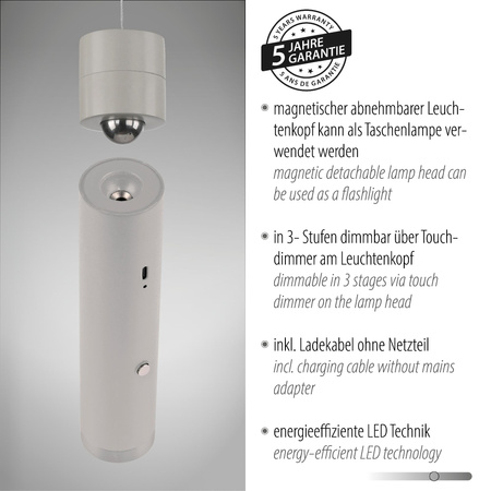 ATTACH LAMPA WISZĄCA SZARY (18281-40) - Paul Neuhaus