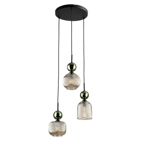 SOPHIA GREEN COGNAC LAMPA WISZĄCA 3XE14 (11148) - TK Lighting
