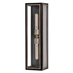 Latarnia naścienna Shaw - 2 źródła światła - Czarny, oksydowany brąz (QN-SHAW-2M-BK) - Quintiesse