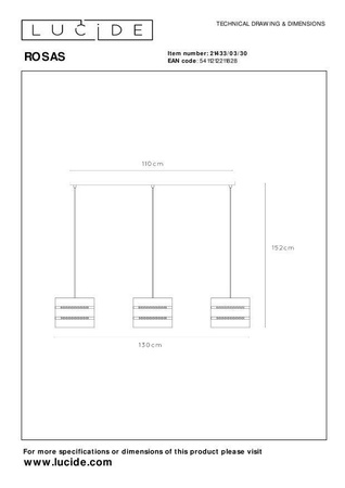 Lampa wisząca ROSAS  (21433/03/30) - Lucide