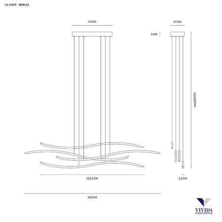 Lampa Wisząca LIL WAVE Kol. Czarny 3000K (0040.33 DIM) - Vivida