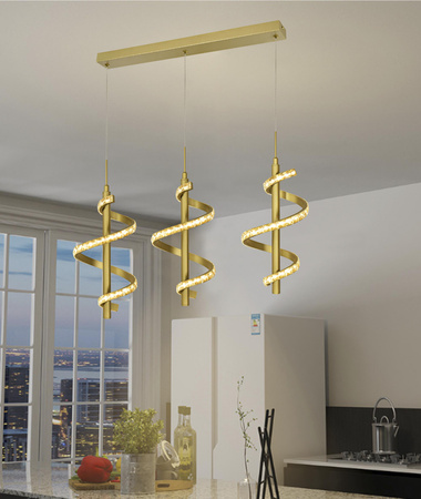 prosta z dekoracyjnymi kryształami i trzystopniowym ściemniaczem typu "klik" CLARET Spiralna lampa wisząca potrójna (7209-0315) - Aviano Lighting