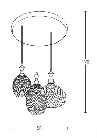 PENDANT LIGHT 3XE27 MAX 40W BLACK (19241 Zambelis) - Zambelis