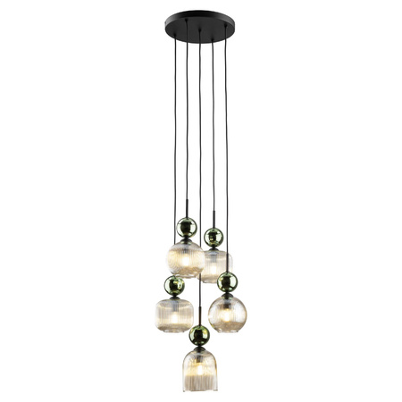 SOPHIA GREEN COGNAC LAMPA WISZĄCA 5XE14 (11149) - TK Lighting