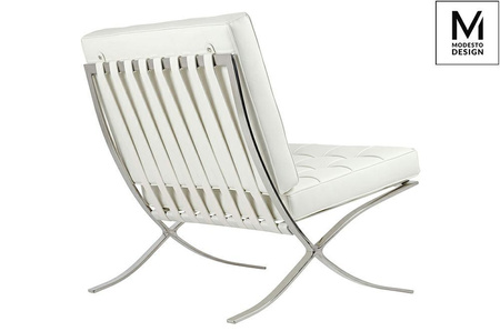 MODESTO fotel BARCELON biały - ekoskóra,  stal polerowana (KH1501100290) - Modesto Design