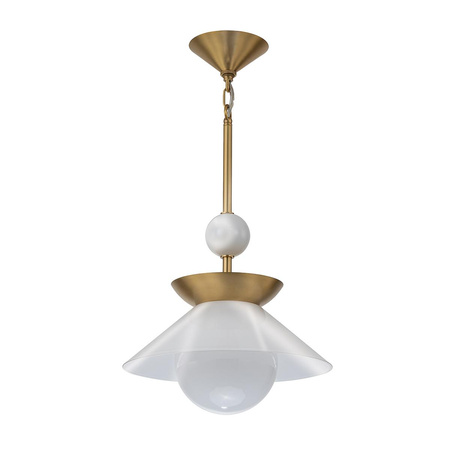 Średnia lampa wisząca Saucer - 1 źródło światła - Postarzany mosiądz (QN-SAUCER-1P-M-AB-OPAL) - Quintiesse