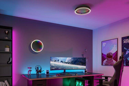 Plafoniera SPACEGLOW ONE LED 3D DIM RGB rainbow 38W 3900lm 3000-6500K pilot  230V czarny matowy / metal (PL71056) - PAULMANN